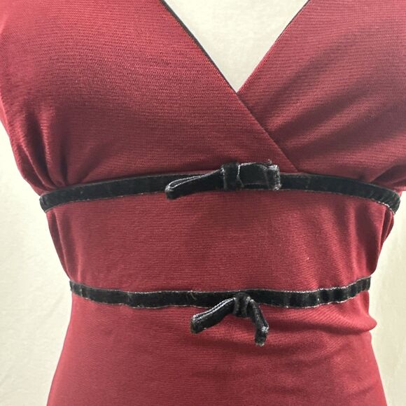 Speechless Y2K Red Halter Asymmetrical Bow Midi Dress Womens S Dark Whimsical - Picture 6 of 12